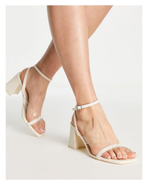 Bershka Mid Heeled Thong Sandal With Clear Strap in White Lyst UK