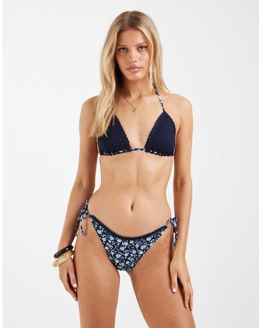 Hollister Blue Co-ord Crochet Tie Side Cheeky Bikini Bottoms