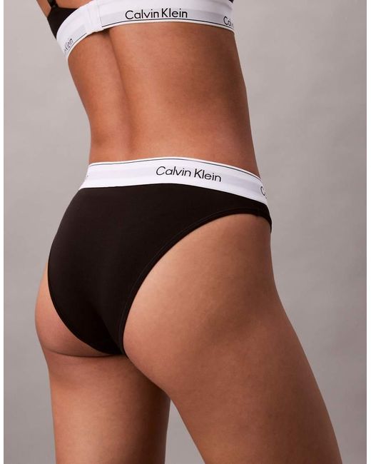Calvin Klein Black Icon Cotton Modal High Leg Tanga