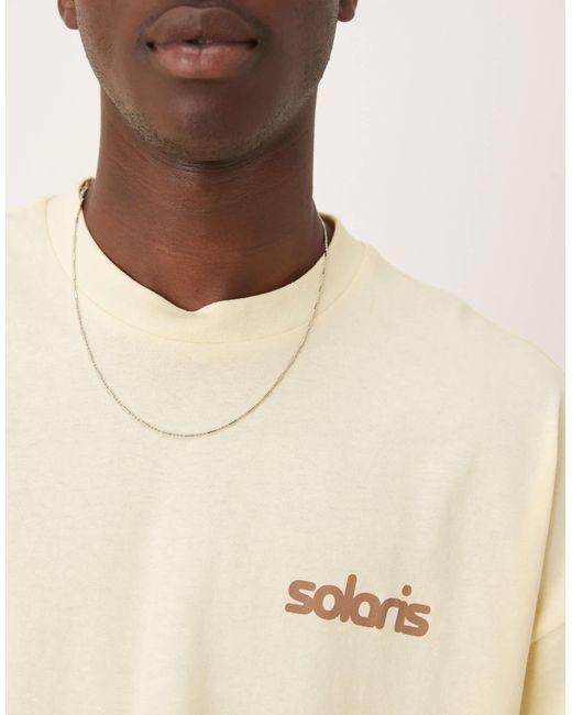 ASOS Natural Heavyweight Oversized Drop Shoulder T-shirt With Print Detail for men