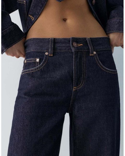 Pull&Bear Blue Low-rise Culottes Jeans