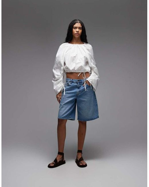 & Other Stories Gray Cinch Sleeve Blouse