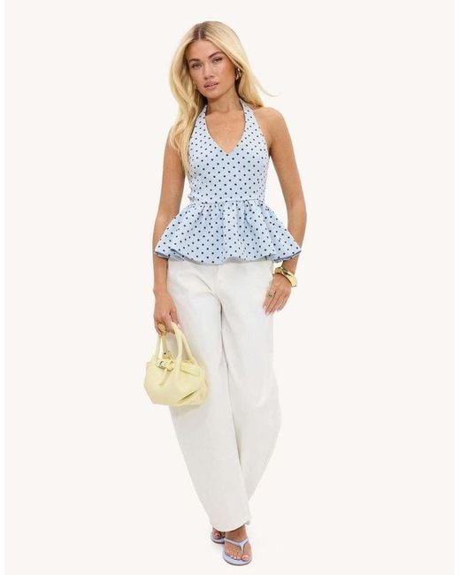 Loavies Blue Devotion's Journey Halter Top With Polka Dots