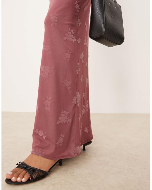 Jupe colonne longue avec motif fleuri en dévoré - vieux ASOS en coloris Pink