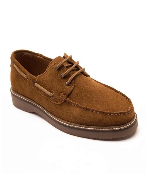 Thomas Crick Brown 'Triggs' Suede Casual Lace-Up Boat Shoes for men