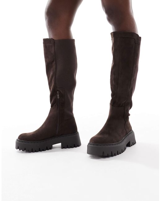SEQWL Black Stella Chunky Knee Boots