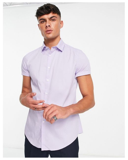 ASOS Slim Fit Work Shirt in Purple for Men Lyst