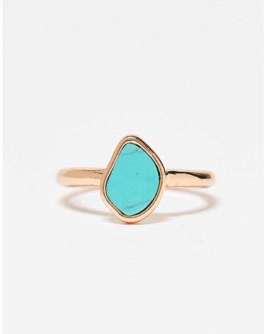 Bague avec pierre synthétique semi-précieuse ASOS en coloris Blue