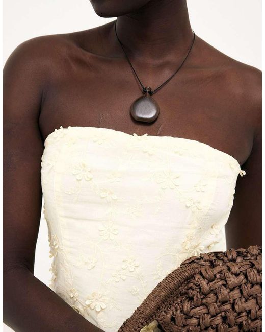 NA-KD Natural Embroidered Bandeau Top