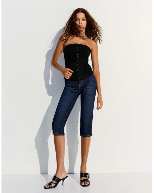 Bershka Black Corset Bandeau Top