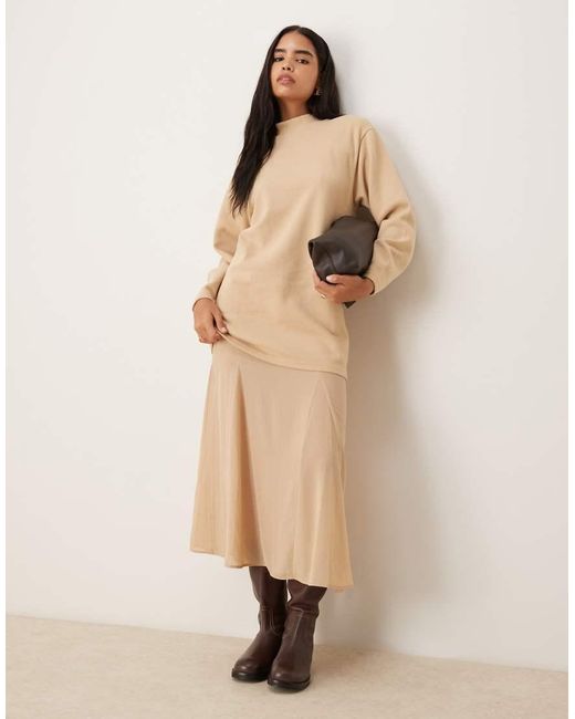ASOS Natural Supersoft 2-In-1 Maxi Dress With Godet Chiffon Skirt