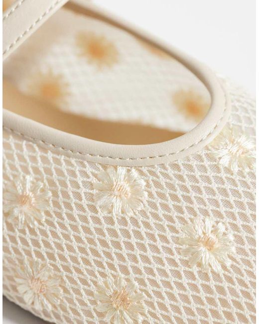 Schuh White Lisbeth Double Buckle Woven Ballet Flats