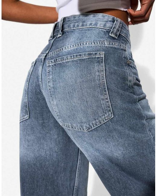 Bershka Blue Barrel Jeans