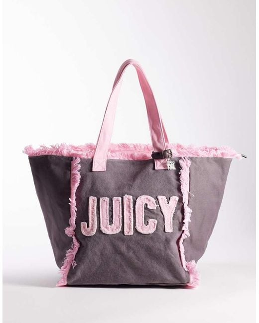 Juicy Couture Pink Mirna Y2k Logo Large Beach Tote Shopper Bag