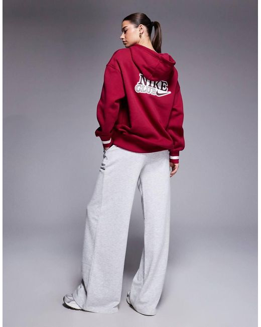 Nike Red Phoenix Fleece Oversized Hoodie With Back Graphic