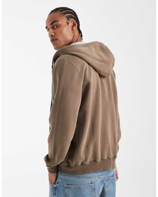 Hollister Black Zip Up Hoodie With Logo Detail for men