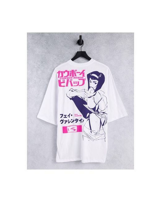 T-shirt con stampa di manga sul retro, colore di Pull&Bear in White da Uomo