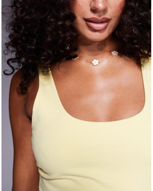 ASOS Yellow Double Layer Square Neck Singlet Top