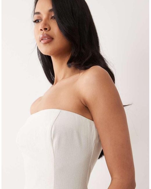 Miss Selfridge Natural Linen Look Bandeau Maxi Dress