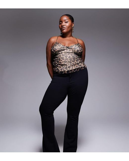 Pantalones De Campana Negros Con Cinturilla De Estilos Sastre De Punto Roma Premium De Asos Design Curve ASOS de color Black