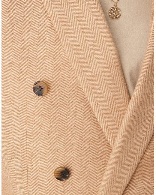 ASOS – zweireihige regular fit anzugjacke in Natural für Herren