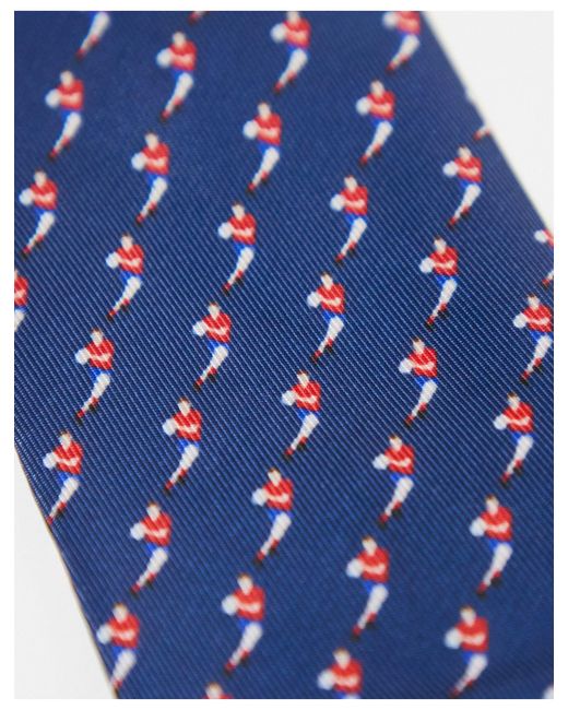 ASOS Blue Slim Tie With Rugby Pattern for men