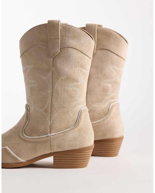 Glamorous Natural Low Ankle Cowboy Boots