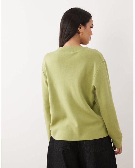 Pull en maille à col v - clair Mango en coloris Green