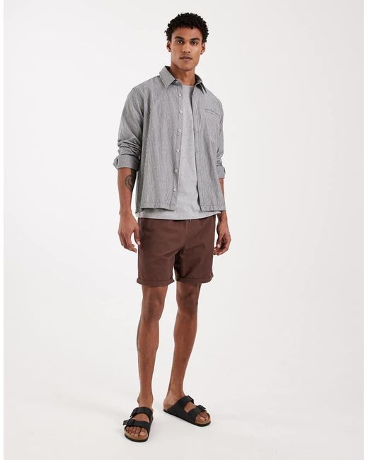 Brave Soul Gray Pull On Chino Shorts for men