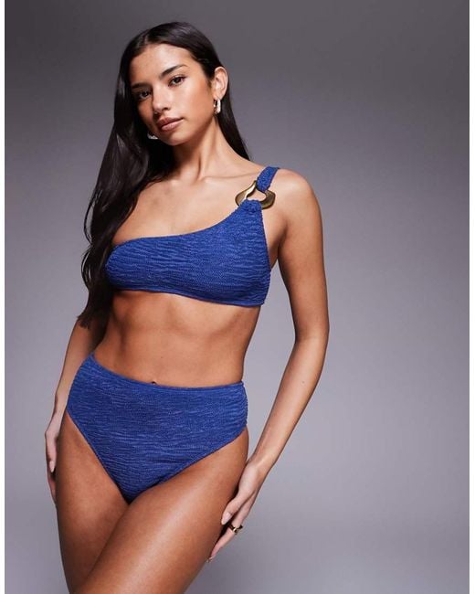 ASOS Blue Oceana Azores High Leg High Waist Bikini Bottom