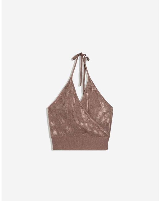 Bershka Brown Shimmery Halter Top