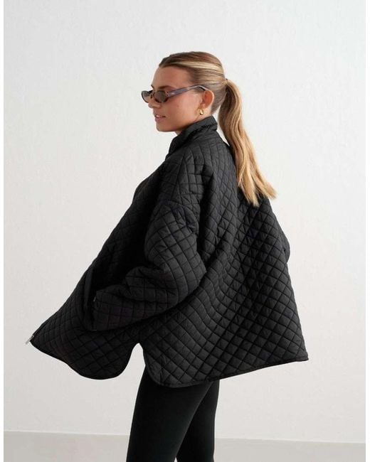 Aim'n Black Oversized Quilted Jacket