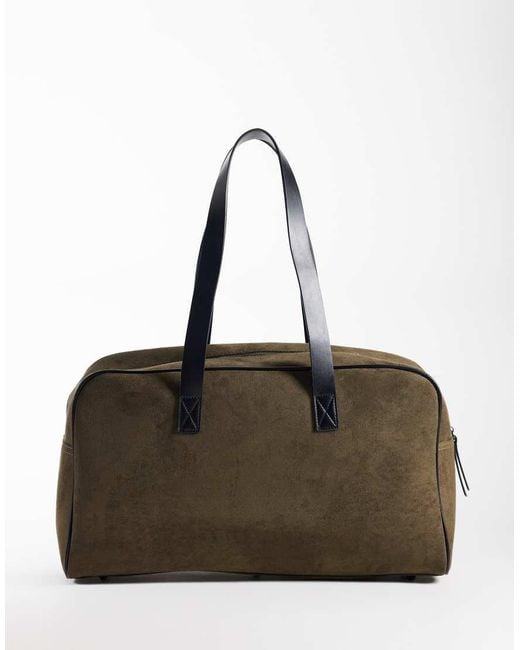 ASOS Green Faux Suede Holdall With Paisley Scarf for men