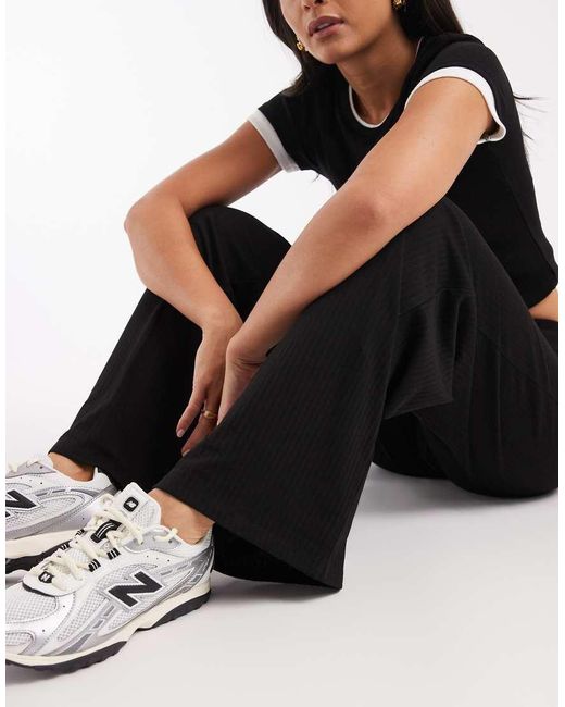 Pieces Blue Mid Waist Wide Leg Jersey Trousers