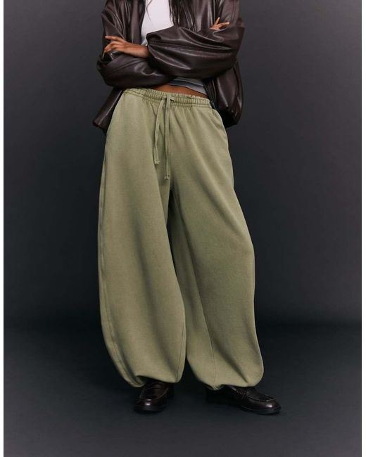 Bershka Black Barrel Plush Trousers With Stoppers