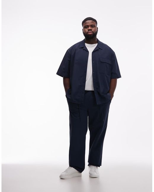 ASOS Blue Motionmax Four Way Stretch Co-Ord Straight Trousers for men