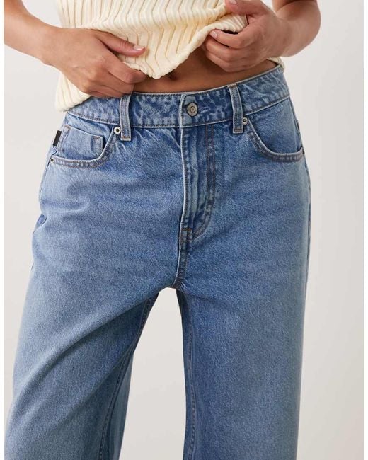 ASOS Blue Asos Design Petite Straight Wide Leg Jeans