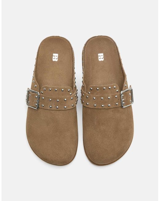 Sabots en cuir - sable Pull&Bear en coloris Brown