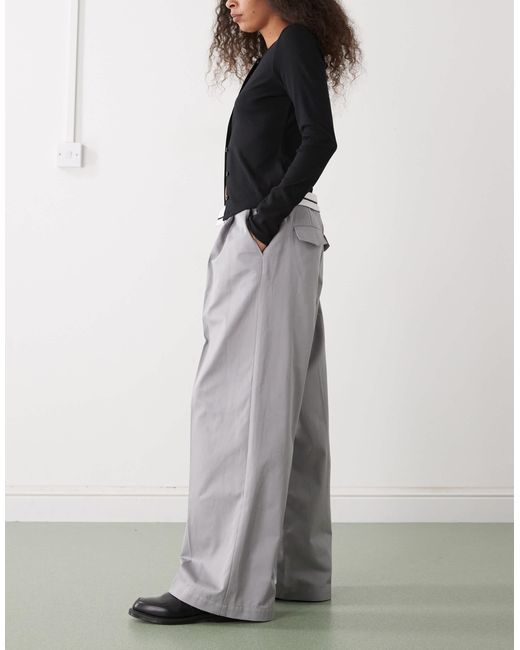 Monki Gray – hose aus twill