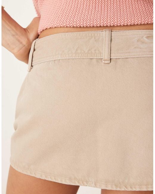 Abercrombie & Fitch Pink Belted Denim Mini Skort