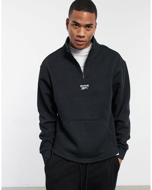 Reebok Classics Half Zip Sweat in Black for Men | Lyst Australia