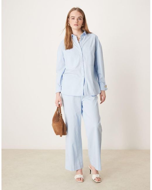 Pretty Lavish Blue Cotton Relaxed Trouser Co-ord