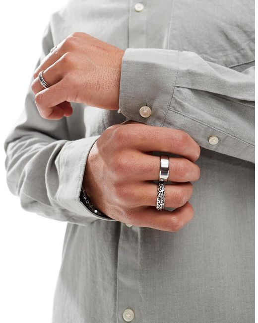 Threadbare Gray Long Sleeve Collarless Shirt for men