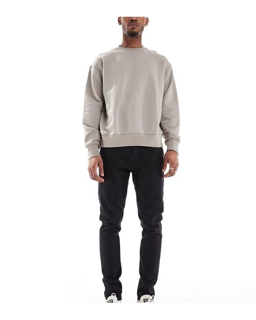 Don't Think Twice Gray Dtt Tall Rigid Cropped Tapered Fit Jeans for men