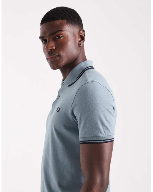 Polo Con Dos Rayas De Fred Perry de hombre de color Blue