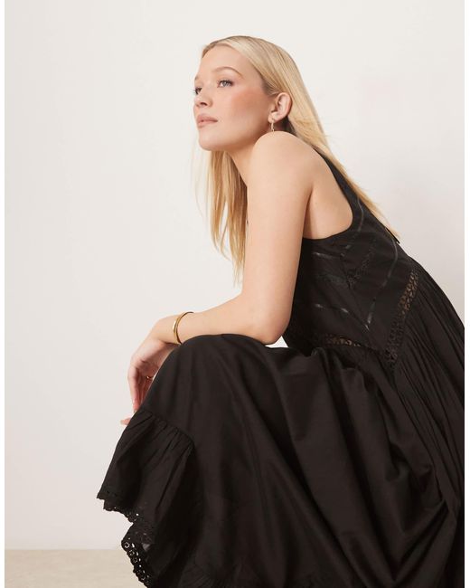 ASOS Black Hanky Hem Maxi Dress With Scoop Neck