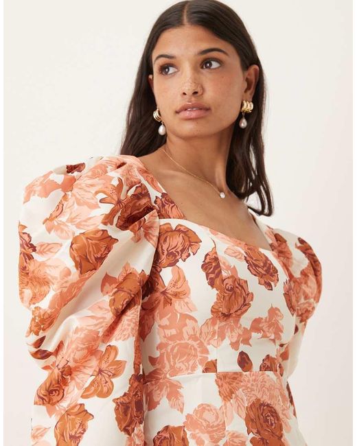 Collective The Label Pink Square Neck Puff Sleeve Mini Dress