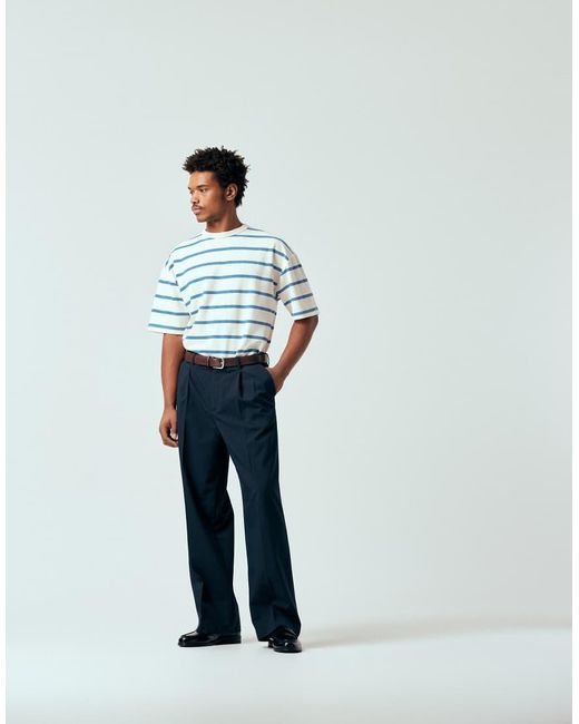ASOS White Breathemaxtm Heavyweight Oversized T-shirt With Blue Stripes for men