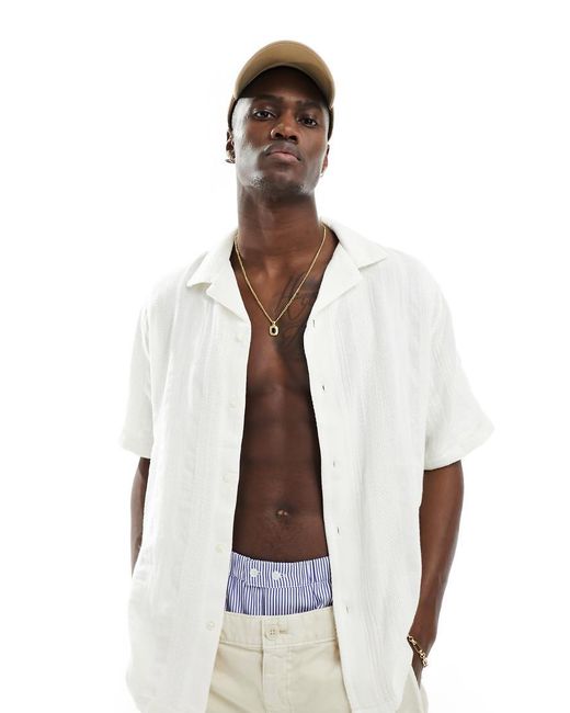 Camisa Blanca A Rayas Holgada De Manga Corta De Plumeti De Abercrombie & Fitch de hombre de color White