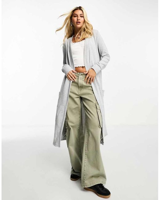 Noisy May White Lightweight Longline Cardigan